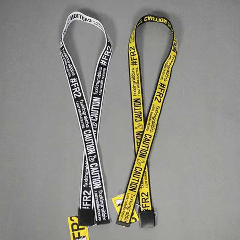 Canvas #FR2 Belt Fashion Safety Belt Yellow White Men Women High Quality 4 Seasons Classic Rabbit Logo Casual Waistband