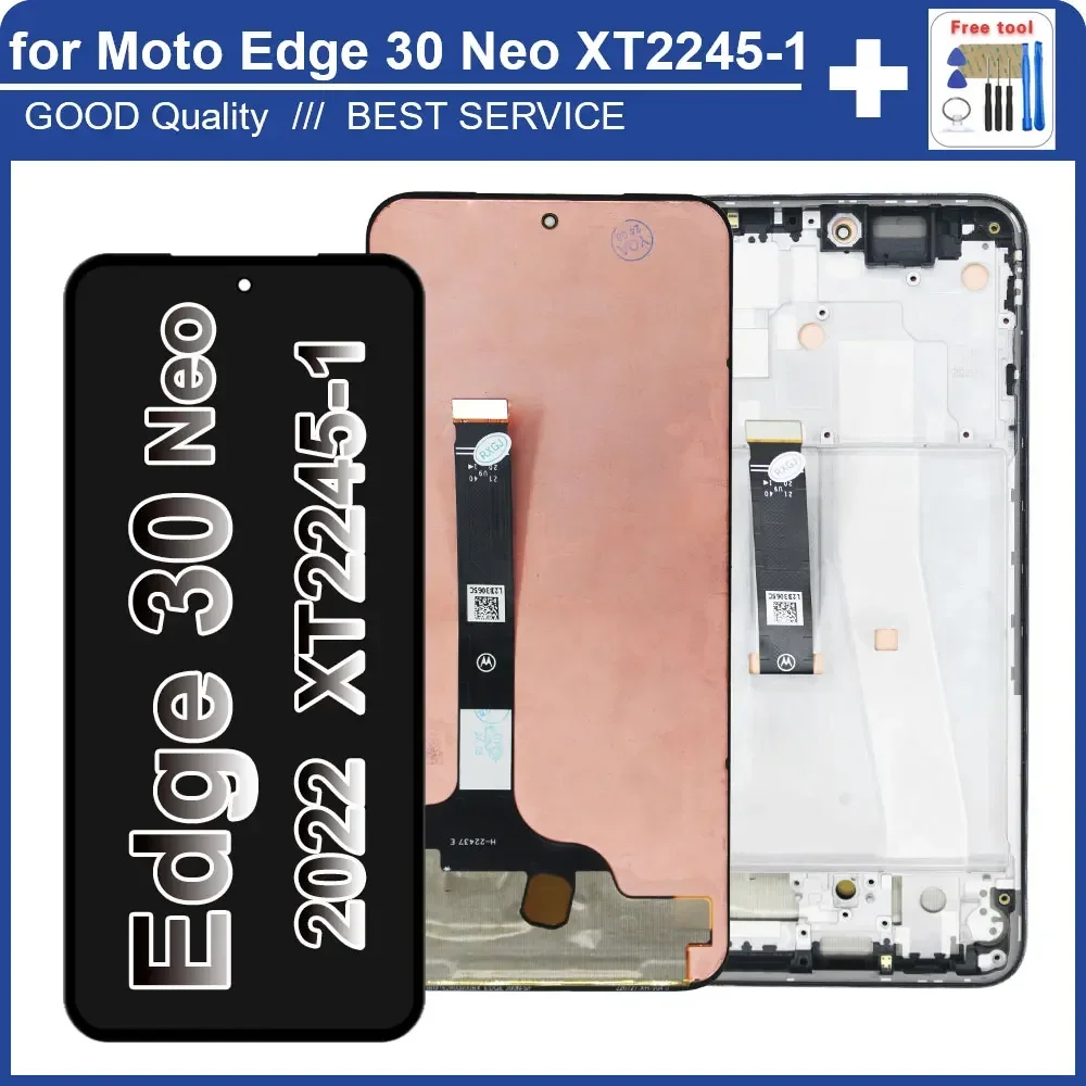 Фото Поп-новый протестированный ЖК-дисплей для Motorola Moto Edge 30 Neo XT2245-1, замена дигитайзера сенсорного экрана для Moto Edge 30 Neo LC №1