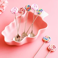 304 stainless steel cutlery spoon fork colorful donut coffee spoon fruit fork ice cream scoop spoon set fork set kitchen items