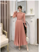design pressure pleated waist to show thin temperament light mature style womens spring new french dress long skirt