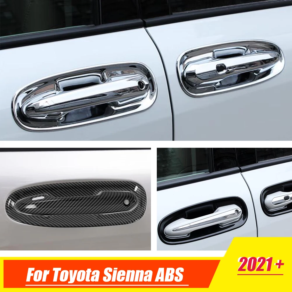 Купи ABS Chrome/carbon/black For Toyota SIENNA 2021 2022 Car Side door handle /bowl decor sticker Cover trim moulding Accessories за 917 рублей в магазине AliExpress
