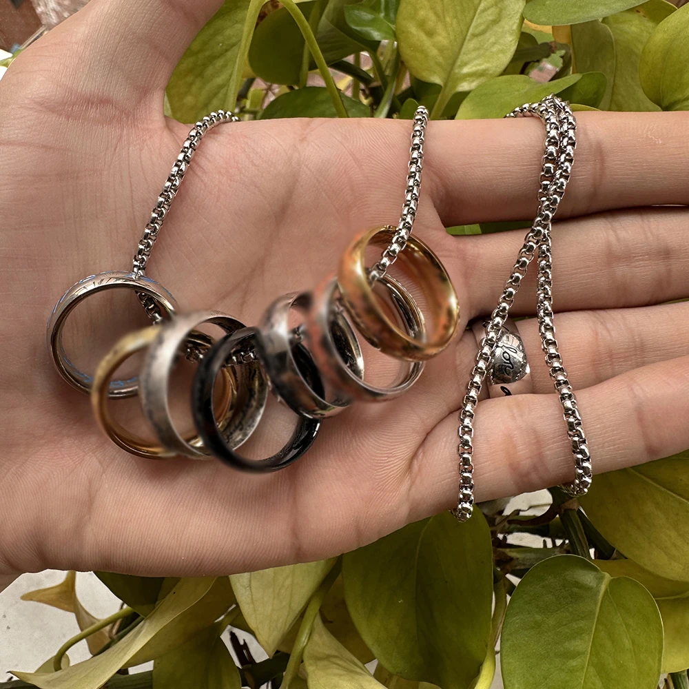 New Simple Stainless Steel Gold Color Plated Laser Carved Ring 3D Vacuo Hand Feeling Rings Fashion Vintage Male Jewelry Gifts