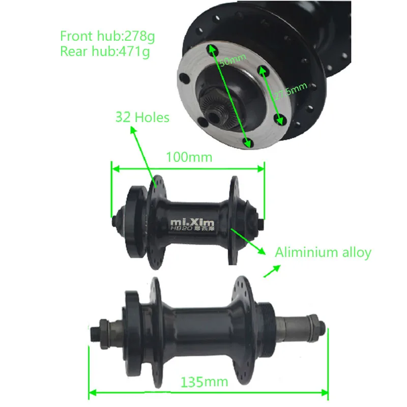 Фото Быстросъемная велосипедная втулка Mixim, 32-отверстия, передняя и задняя втулка для горного MTB, золотой алюминиевый сплав, детали для велосипеда, ступицы для бороды дискового тормоза №2