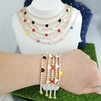 qmhje enamel heart charm choker necklace bracelet tennis white colorful crystal chain ice geometric jewelry neck collar luxury