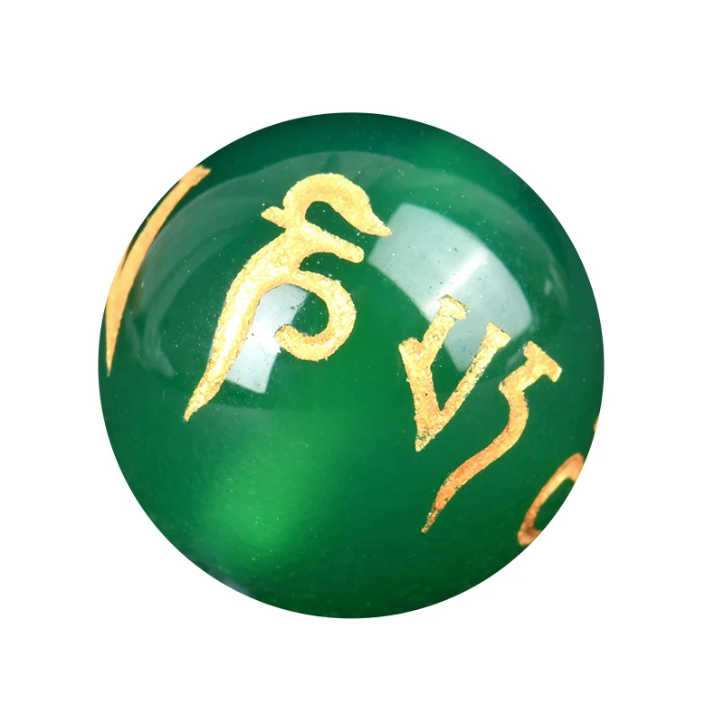 Natural Green Agate Six Words Mantra Loose Beads round Beaded Woven Bracelet Necklace Material Accessories