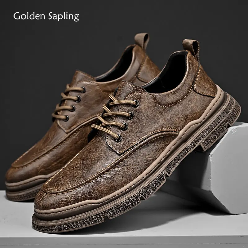 

Golden Sapling Men's Casual Shoes Fashion Loafers for Business Leisure Flats Men Driving Shoe Retro Leather Moccasin Male Loafer
