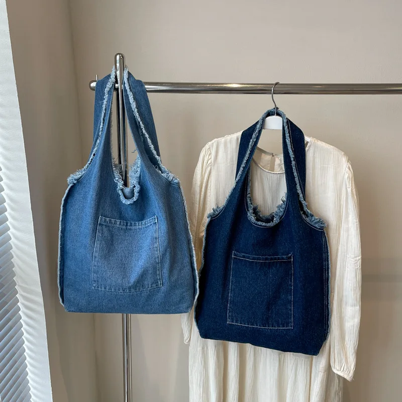 Джинсовая сумка на плечо для женщин повседневная студенческая в стиле гавани