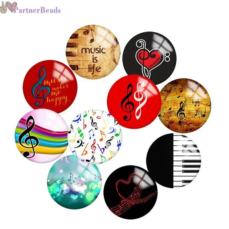

Music Round Photo Glass Cabochon Demo Flat Back Making Findings 20mm Snap Button N3251