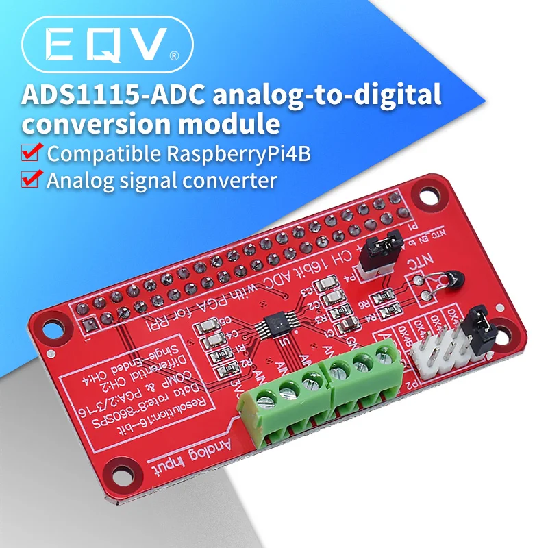 

Официальный модуль ADS1115 3,3 В ADC для Raspberry Pi 3/2 / B + / I2C RPI ADS1115 ADC аналогово-цифровой конвертер для arduino