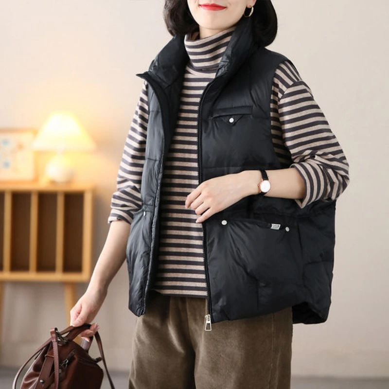 Теплое хлопковое стеганое пальто женское короткое пальто-жилет осенне-зимнее с
