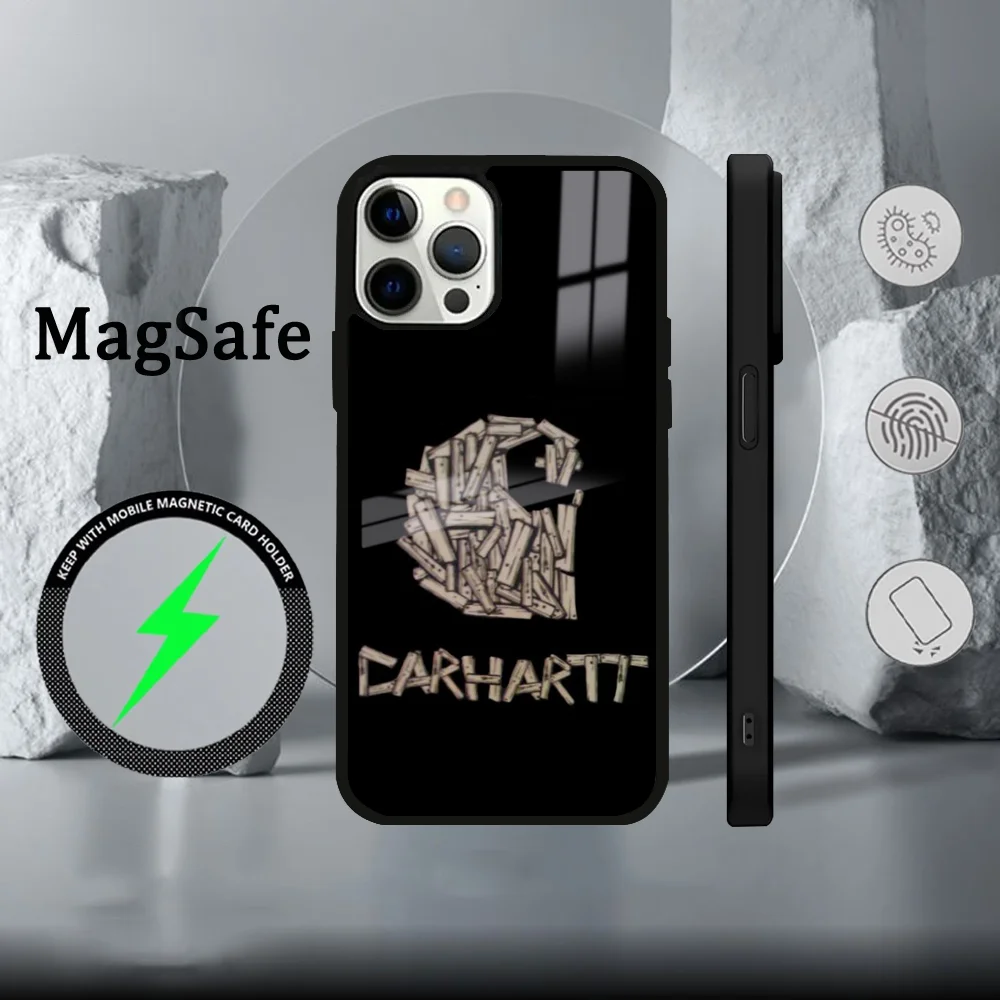 Чехол для телефона C-Carhartt-T IPhone 16 15 14 13 12 11 Pro Max Plus Mini Magsafe Mirror беспроводной магнитный