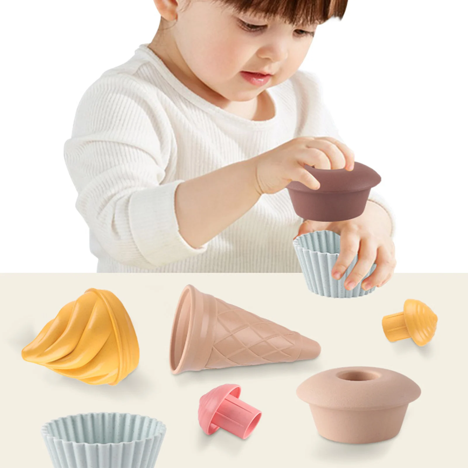 

Children DIY Simulation Ice Cream Model Kitchen Toy Safe Wheat Straw Cake Food Model Play Sand Making Summer Beach Toys