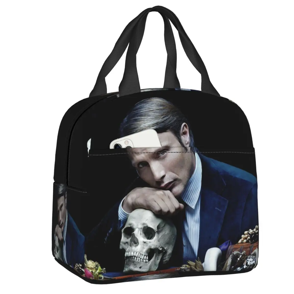 

Mads Mikkelsen Hannibal TV Series Insulated Lunch Tote Bag for Women Portable Cooler Thermal Bento Box Work School Travel