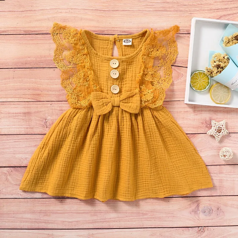 

Hibobi Solid Lace Dress for Baby Girl