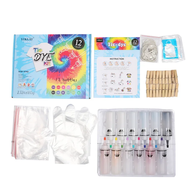 12-color Tie-dye Pigment Set Creative Diy Making Graffiti Cold Water Dye Clothing Dyeing Children Adult