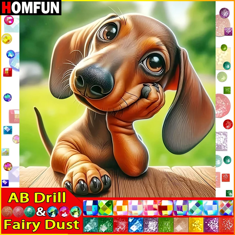 HOMFUN Фея Пыль AB Art 5D Diy Алмазная картина &quotЖивотное Собака&quot Алмазные фотографии