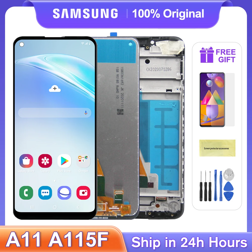 

ЖК-дисплей 100% дюйма для Samsung Galaxy A11, оригинальный сенсорный экран в сборе для Samsung A11, A115F, A115F/DS, ЖК-экран, тест 6,4