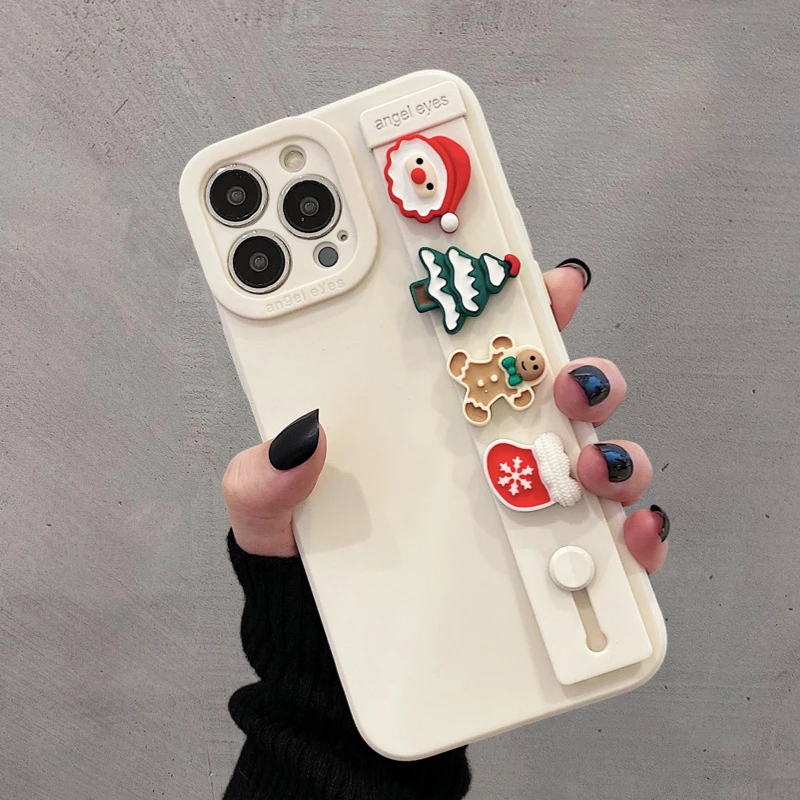 

Подходит для Iphone14plus 13promax, новый однотонный мультяшный Рождественский браслет блинчика для пар