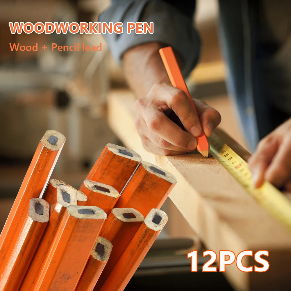 

12pcs Standard Carpenters Pencils Sturdy Woodworking Elliptical Pencil Stationery Scribing Mraking DIY Marking Hand Tool