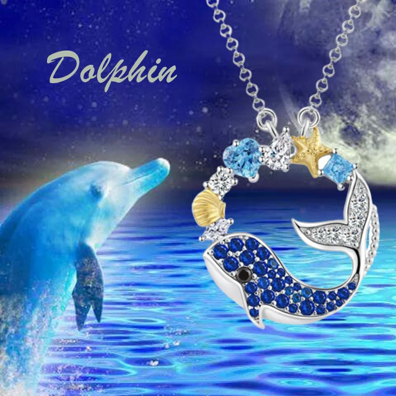 

Dolphin Star Round Necklace Exquisite Fashion Pendant Wedding Anniversary Gifts for Men Women Romantic Jewelry Accessories