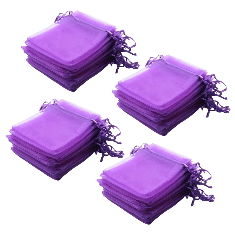 

120 PCS Gift Bag Purple Organza Jewelry Pouch
