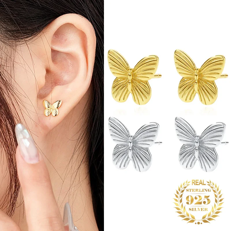 

Trendy Luxury Jewelry Elegant Zircon Pearl Drop Earrings Vintage Fashion Butterfly Stud Earrings for Women Sterling Silver 925