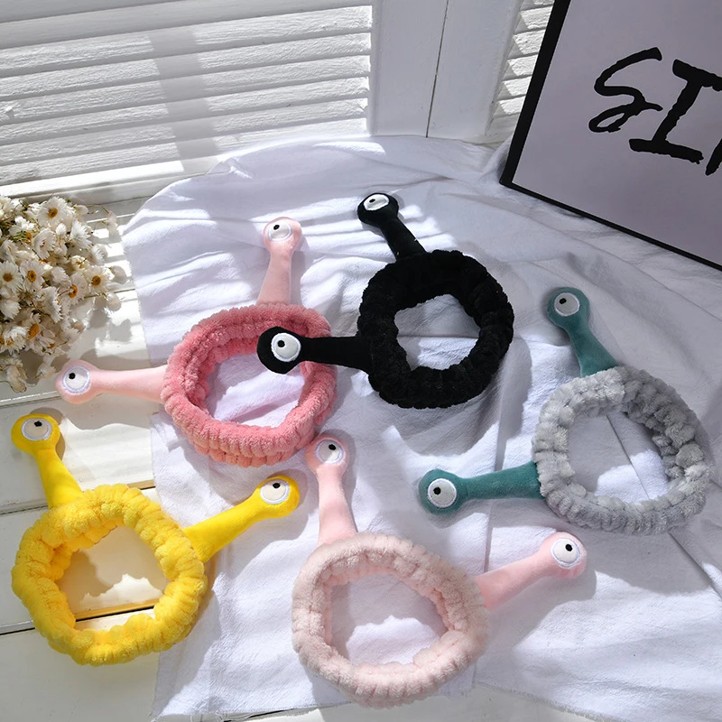 

DIY Headscarf Soft Warm Turban Head Wrap Autumn Winter Hair Accessories Cartoon Big Eye Snail Headband Elastic Makeup Hair Band