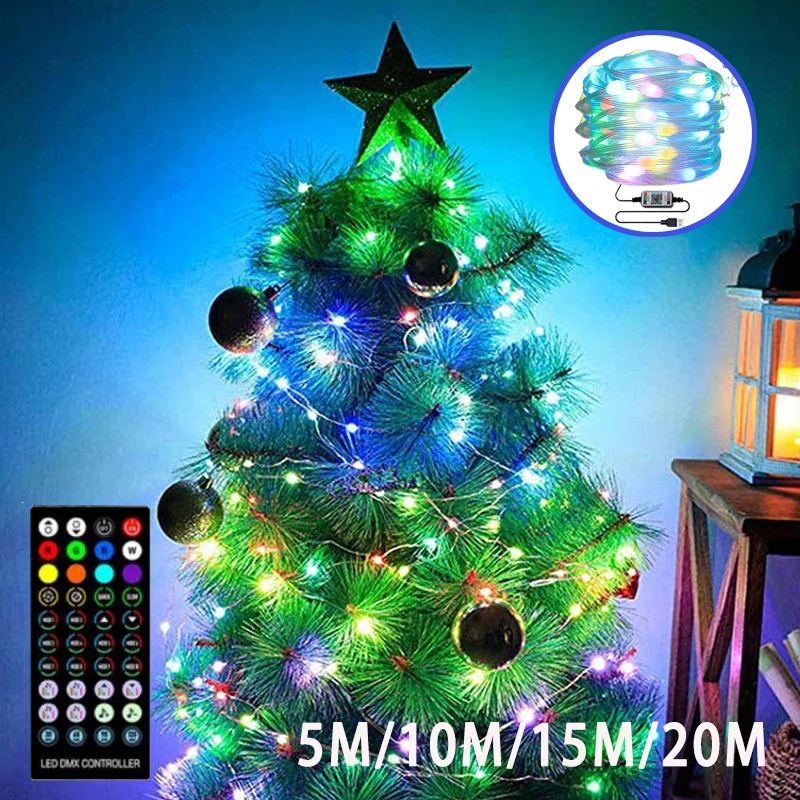 

USB умная светодиодная гирлянда с Bluetooth и медным проводом, управление через приложение, сказосветильник, гирлянда, световая гирлянда, Рождест...