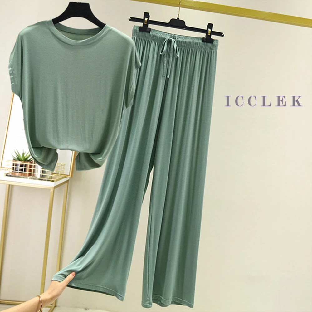 Spring and Summer Pajamas for Women Sleeveless Pants Loose Home Clothes with Round Neck Simple Loungewear Comfortable Sleepwear