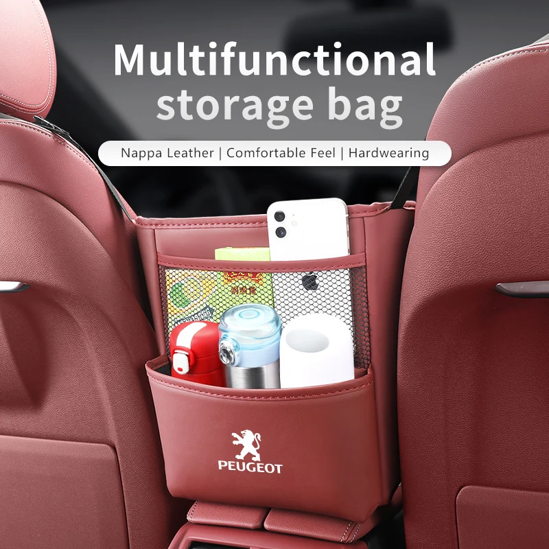 

Car Storage Bags Organizer Leather Car Seat Middle Hanger Storage Bag Multi-Pocket for Peugeot 208 308 3008 207 107 206 307 407
