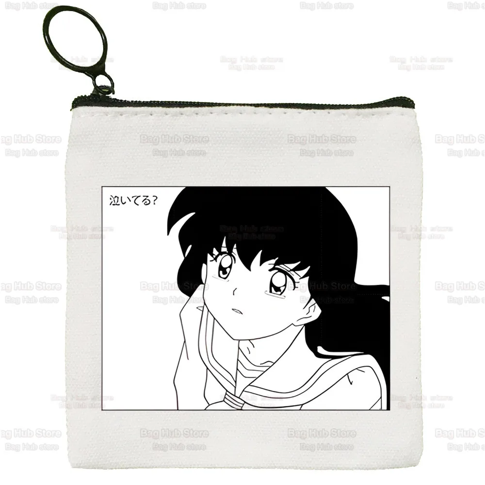 Feudal Demon Inuyasha Canvas Coin Purse Sesshoumaru Kagome Higurashi Anime Canvas Bag Small Wallet Zipper Key Bag Hand Gift