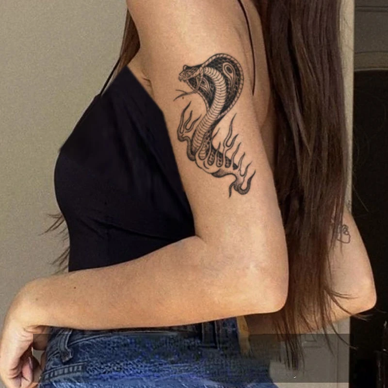 

Наклейка злого бармена, змея, искусственная татуировка, искусственная татуировка, Фестивальная татуировка, художественная татуировка, Мил...