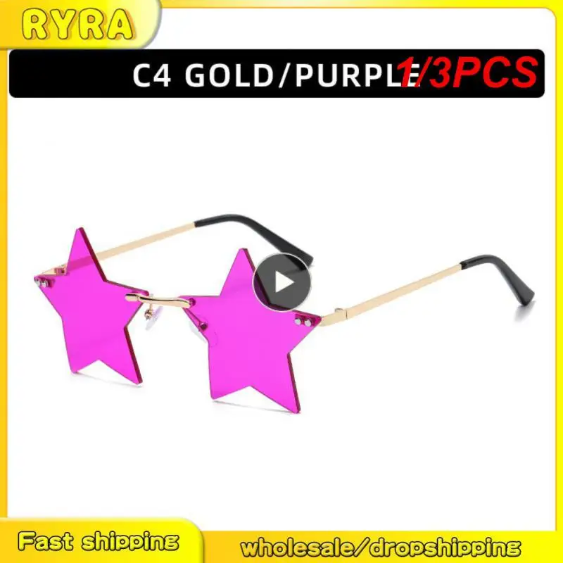 

1/3PCS Rimless Star Shape Sunglasses Trendy Sun Glasses Party Glasses Funny Pentagram Eyewear Christmas Decoration Eyeglasses