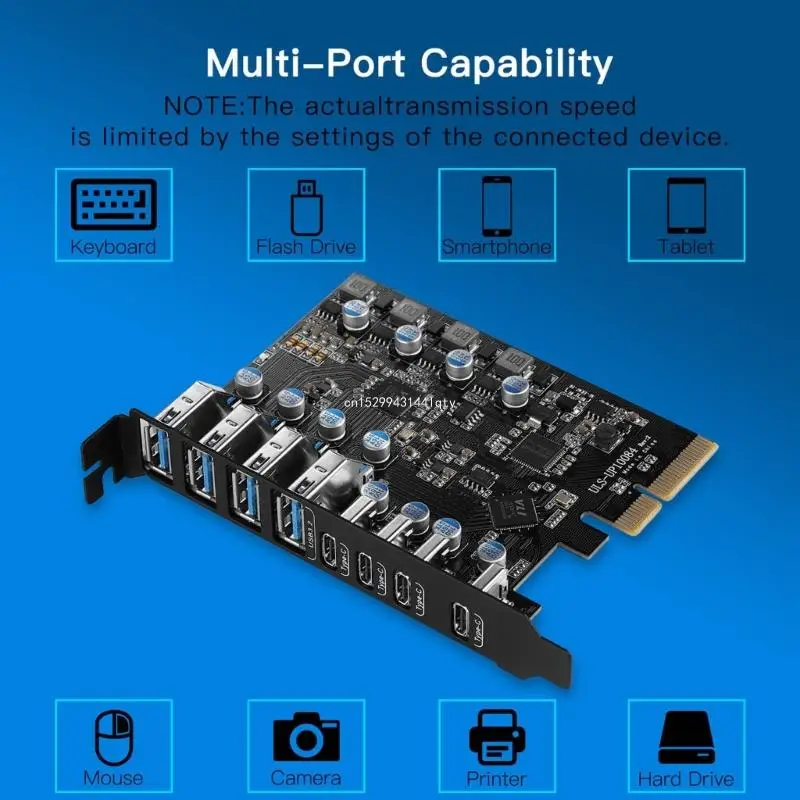 8-портовая карта расширения PCIE Usb 3.2 20 ГБ адаптер PCI-E к USB Type-C USB3.1 x 4 и TypeA для