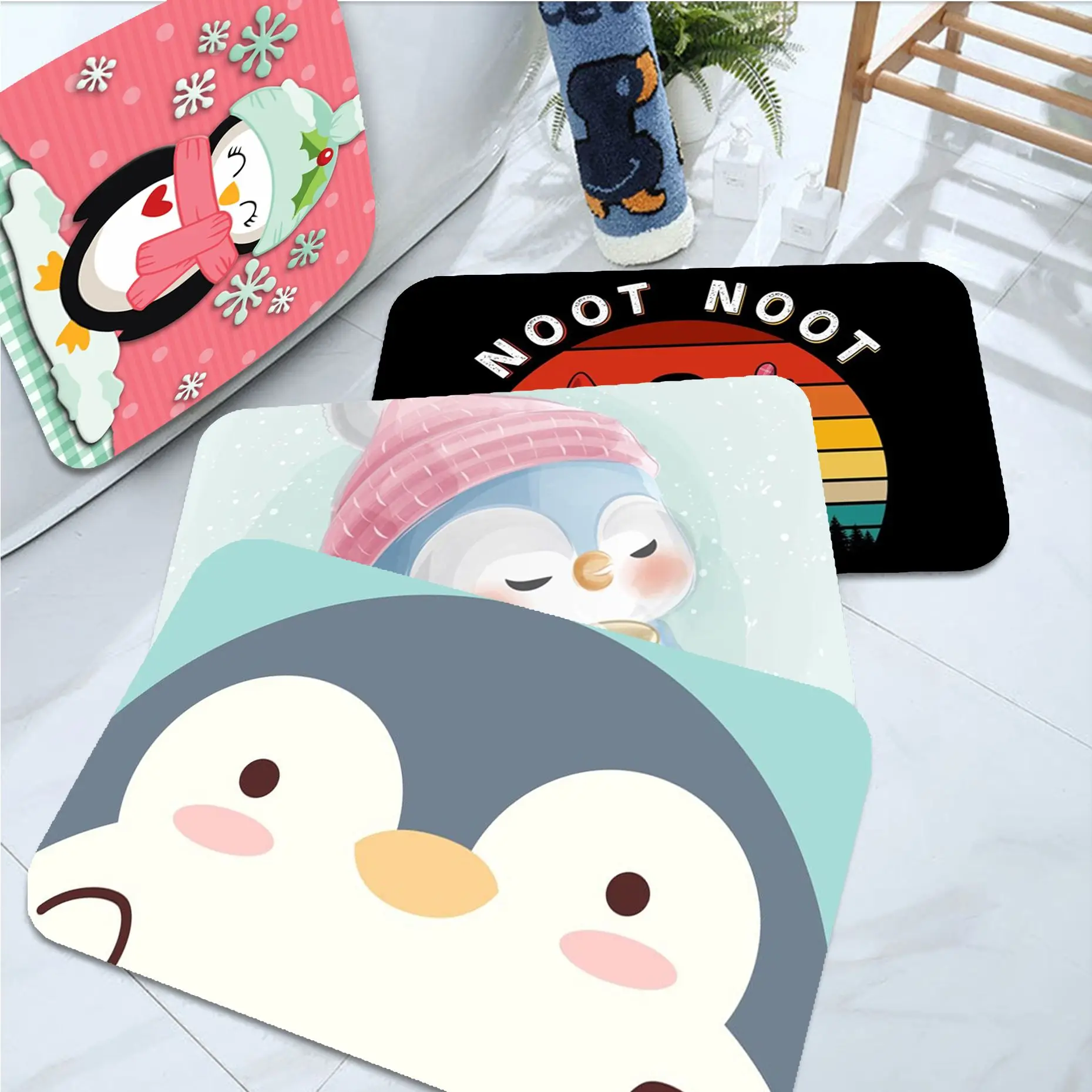 

Penguin Long Rugs INS Style Soft Bedroom Floor House Laundry Room Mat Anti-skid Alfombra