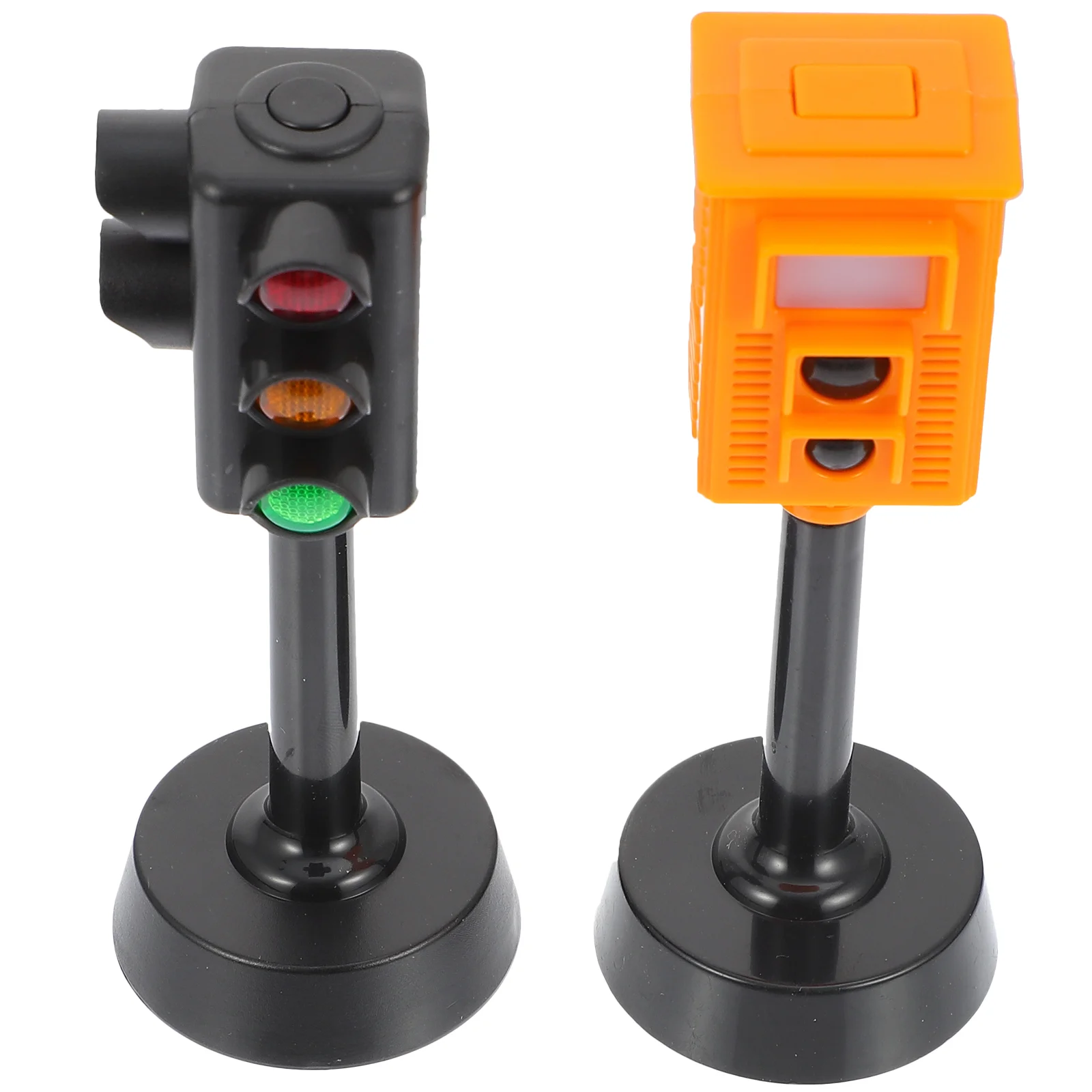 

2 Pcs Traffic Light Toy Kids Signs Toys Wood Mini Signal Lamp Plastic Child Flash