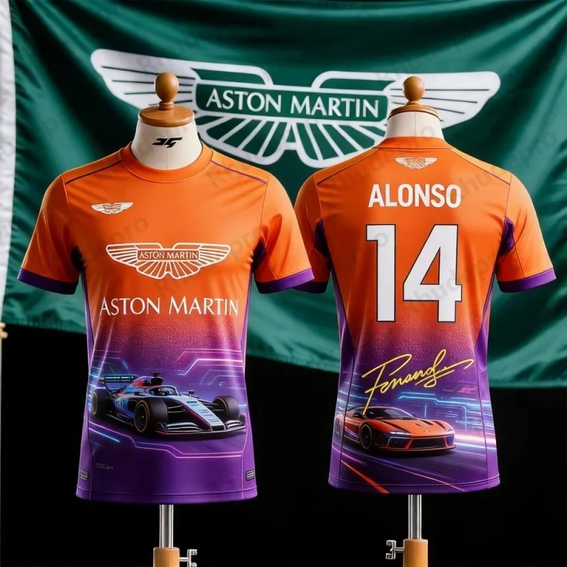 Фото Футболка с коротким рукавом Aston Martin Team Vettel No.5 Racing Jersey, сувенирная спортивная одежда для фанатов F1 №4