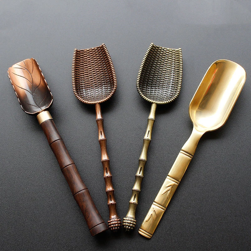 

Retro Metal Tea Spoon Stainless Steel Ebony Rosewood Teaspoon Tea Set Bamboo Tea Shovel Tea Ceremony Accessories Tool