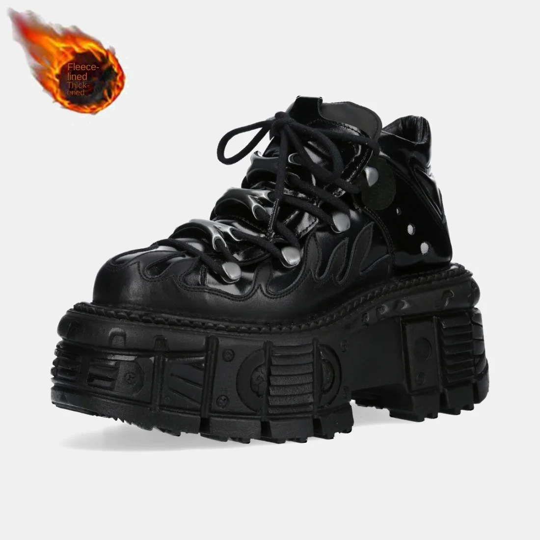 

Retro Rock Spanish Dark Platform Punk Leather Men's and Women's Same Metal High-Top Platform Dad Shoes