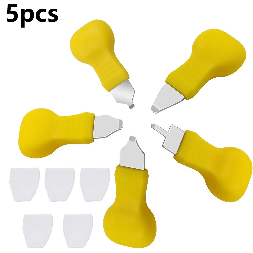 

5pcs Yellow Case Opener Watch Back Cover Pry Blade Remover Replacement ABS Manual Battery Change Flip Repair Hand Tools
