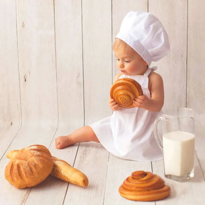 

2Pcs/Sets Baby Accessories Chef Hat Sets Baby Photography kids Apron Children Cooking Tools Baby Girls Boys Kitchen Accessories