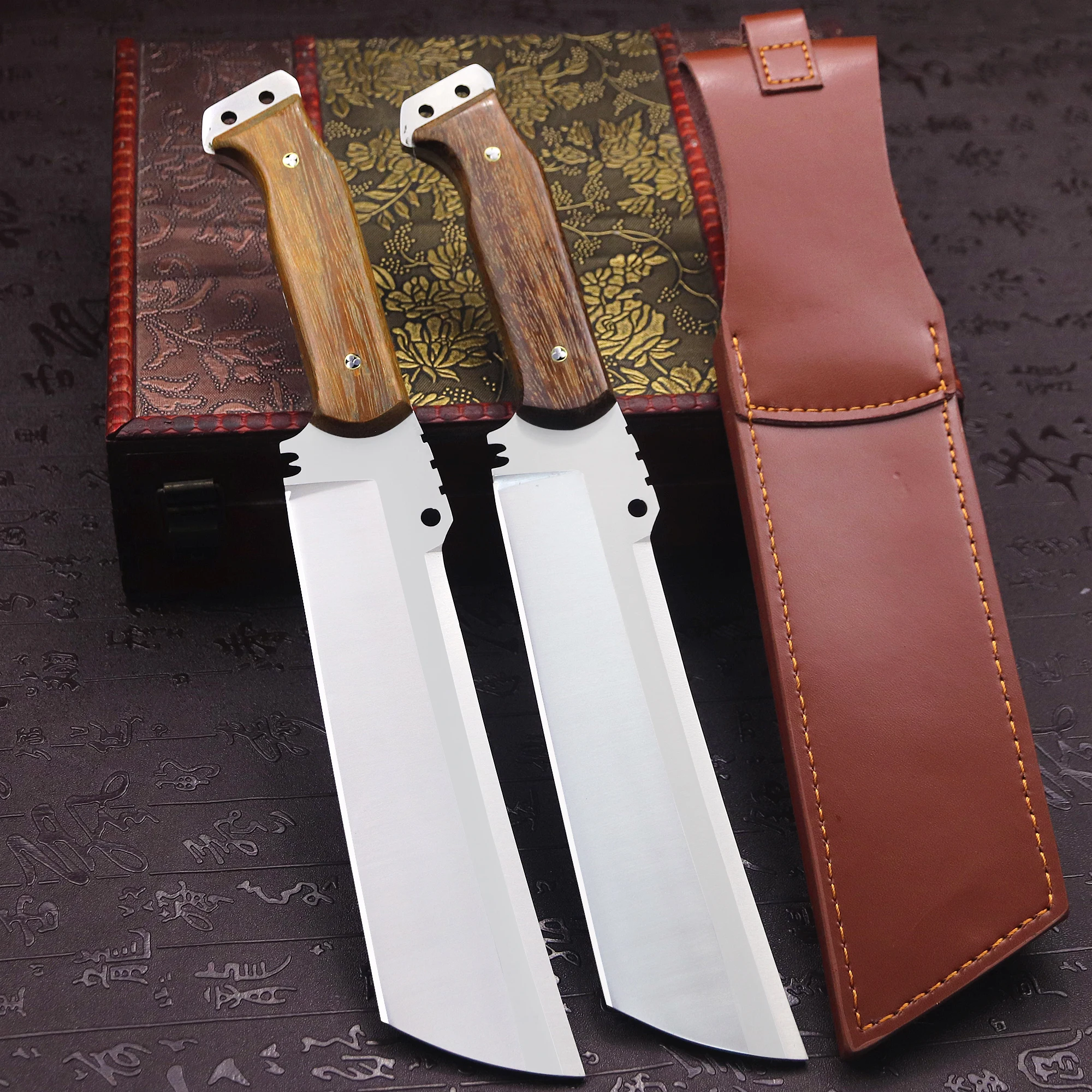 WPKOPYA немецкий уличный нож для дров DC53 All Tang + кожаный чехол на одно плечо топор