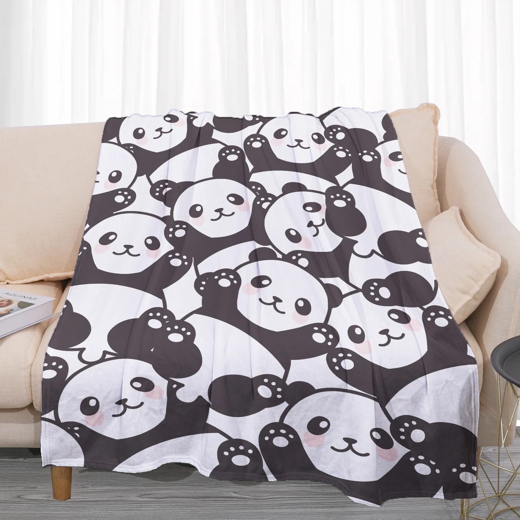 

Panda Eating Bamboo Dab Dance Blanket Soft Throw Bedspread Beach Warm Travel Flannel Cover for Bed Sofa одеяло 200x150