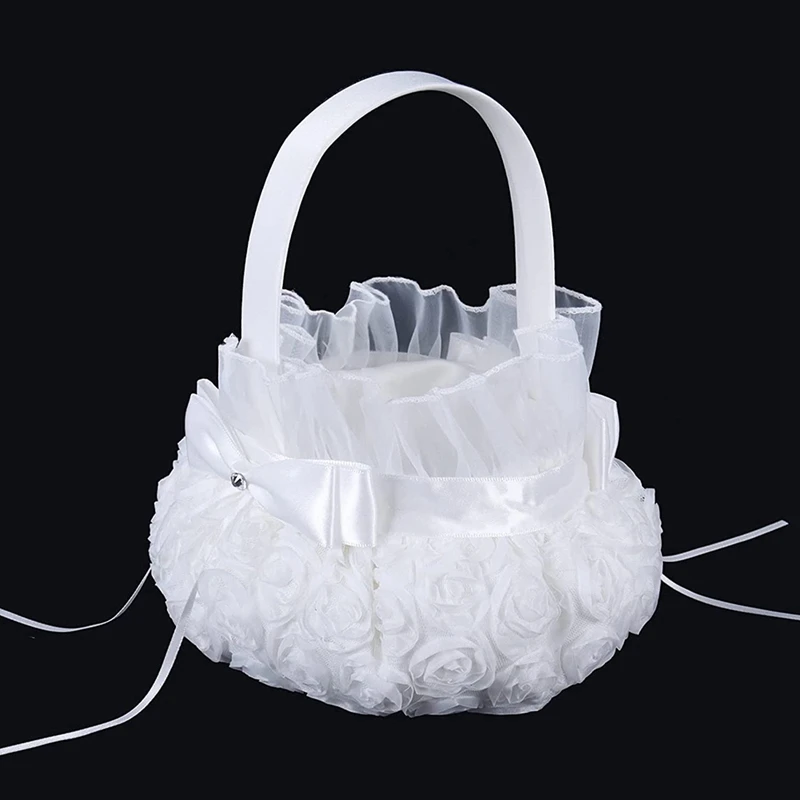 Акция! Шелковые цветочные корзины для девочек на свадьбу корзина цветов с ручкой