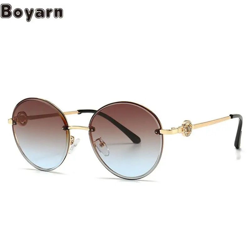 

Boyarn Modern Charm Retro Round Color Diamond Decorative Sunglasses Ins Style Sunglasses Sunglasses