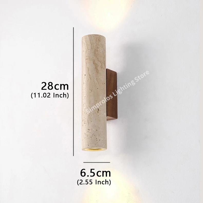 

Желтый травертин, настенный светильник, винтажный дизайн, бра из камня и дерева, светодиодный светильник для спальни, гостиной, прикроватный домашний декор