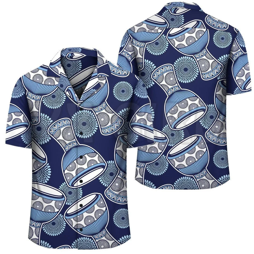 Ankara Hawaiian Shirt Djembe 3D All Over Printed Hawaiian Shirt Men's For Women's Harajuku Casual Shirt Unisex