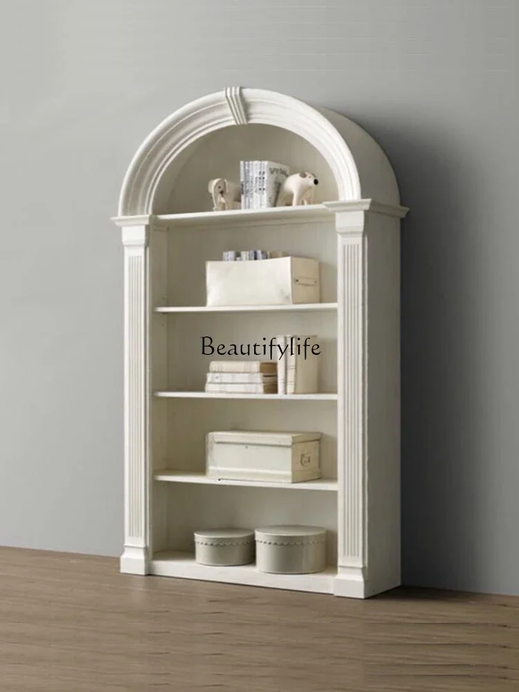 Книжный шкаф из цельного дерева в американском стиле французский ретро потертый