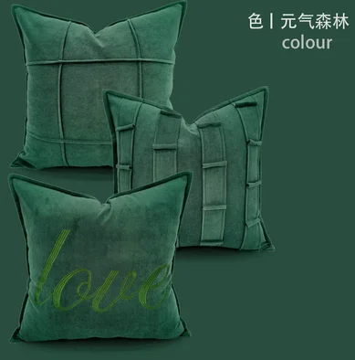 

Nordic style pillowcase designer house quiet style pillowcase light luxury cushion cover model room dark green