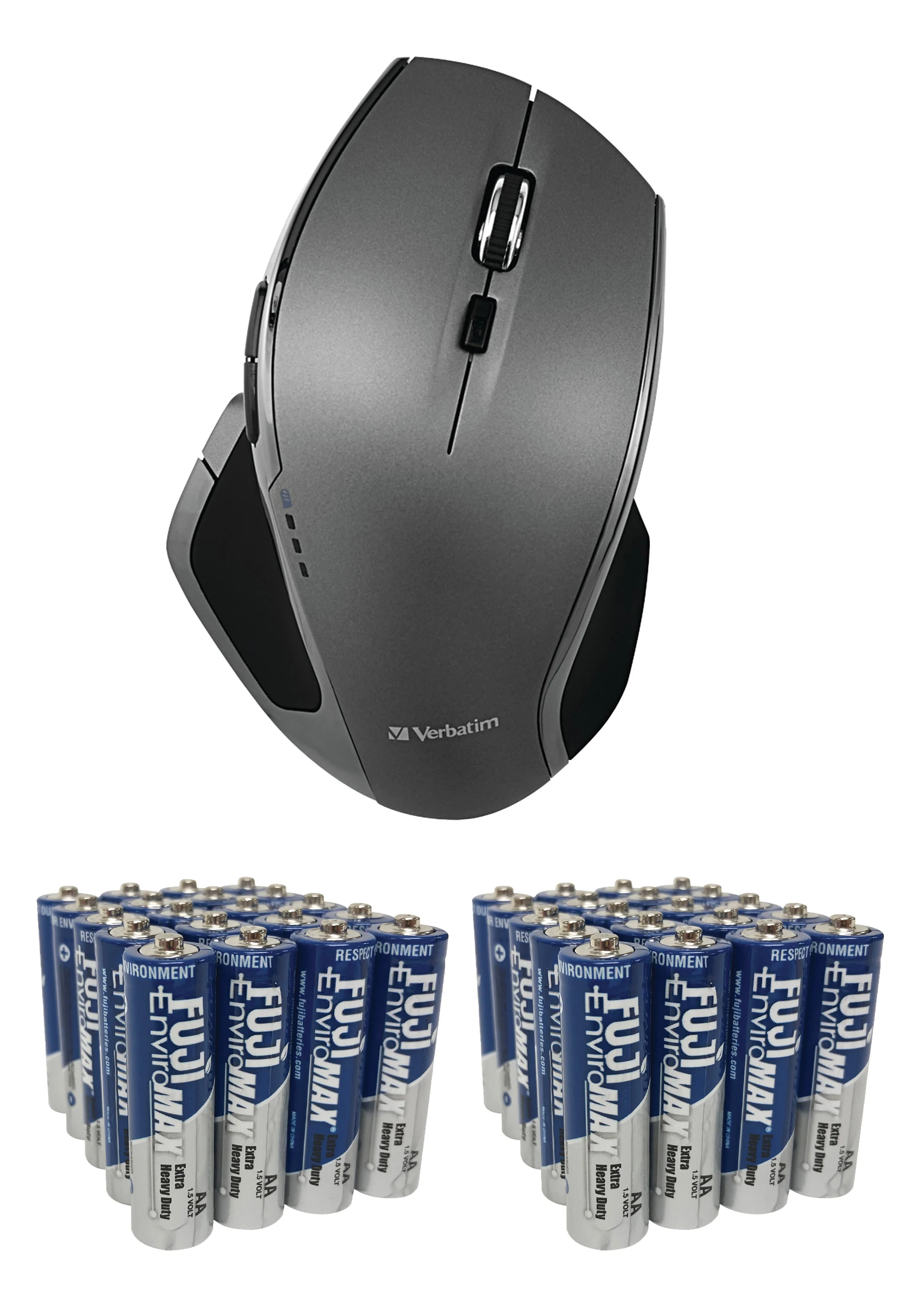 

98622 Wireless 8-Button Deluxe Blue LED Mouse (Graphite) & Fiji AA 40 PK